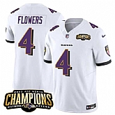 Men & Women & Youth Baltimore Ravens #4 Zay Flowers White 2023 F.U.S.E. AFC North Champions Vapor Limited Jersey,baseball caps,new era cap wholesale,wholesale hats